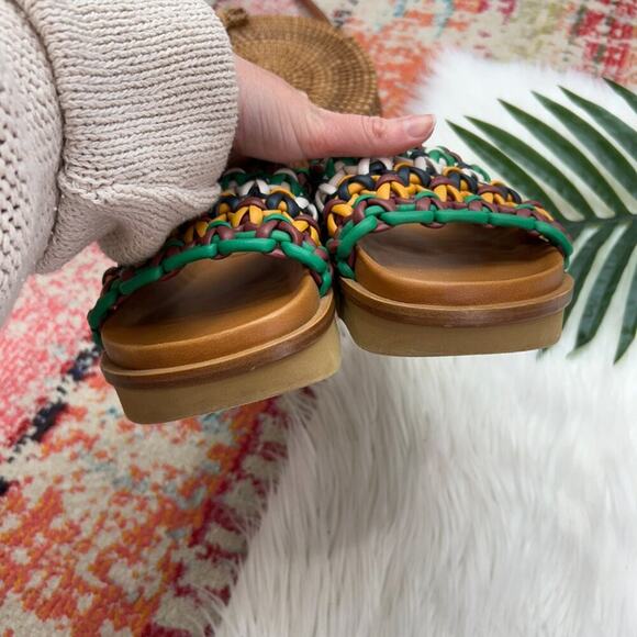 $850 Chloe Colorful Slip On Platform Wavy Woven Leather Slides Sandal 35 / 5 - Picture 4 of 8